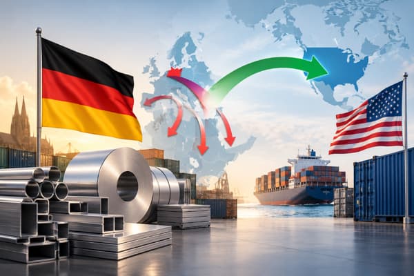 German downstream aluminium exports fall 13% in H1 2026 but US enters top 5 with 228.1% import surge