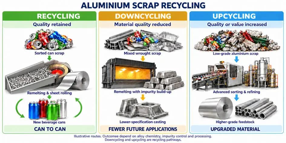 From diverse scrap to a standard raw material: Avoiding downcycling in aluminium recycling operations