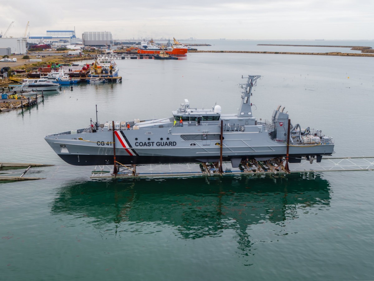 Austal floats first Trinidad and Tobago Coast Guard cape class 