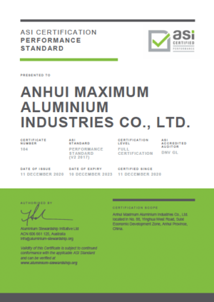 Jiangsu Zhongji Lamination Materials Co., Ltd bags ASI’s Chain of Custody Standard Certification