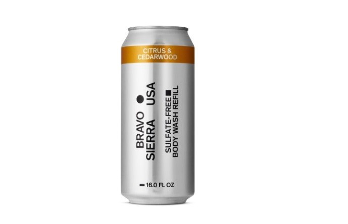 Bravo Sierra takes the sustainable way with refillable body wash in recyclable aluminium cans