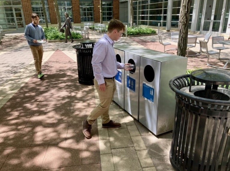 Penn State University installs separate recycling bins for aluminium cans and plastic