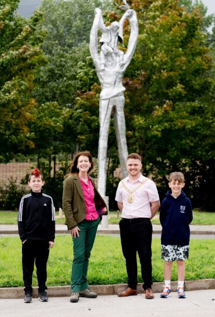 Seven metre aluminium statue stands tall in West Belfast’s Springfield Road