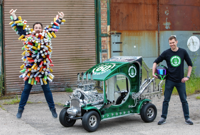 Tom Giddings to sport vibrant homemade suit crafted using aluminium cans at the Red Bull Soapbox Race