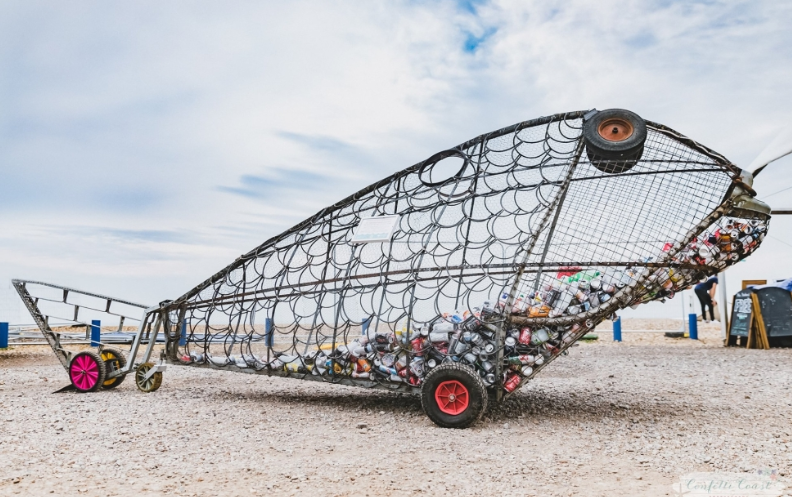 Nellie, the big recycling fish serves as a collection point for aluminium cans at Cowes Week