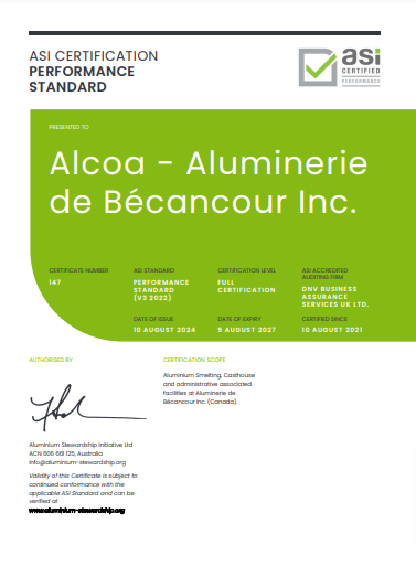 Alcoa secures ASI V3 recertification, highlighting its commitment towards sustainability