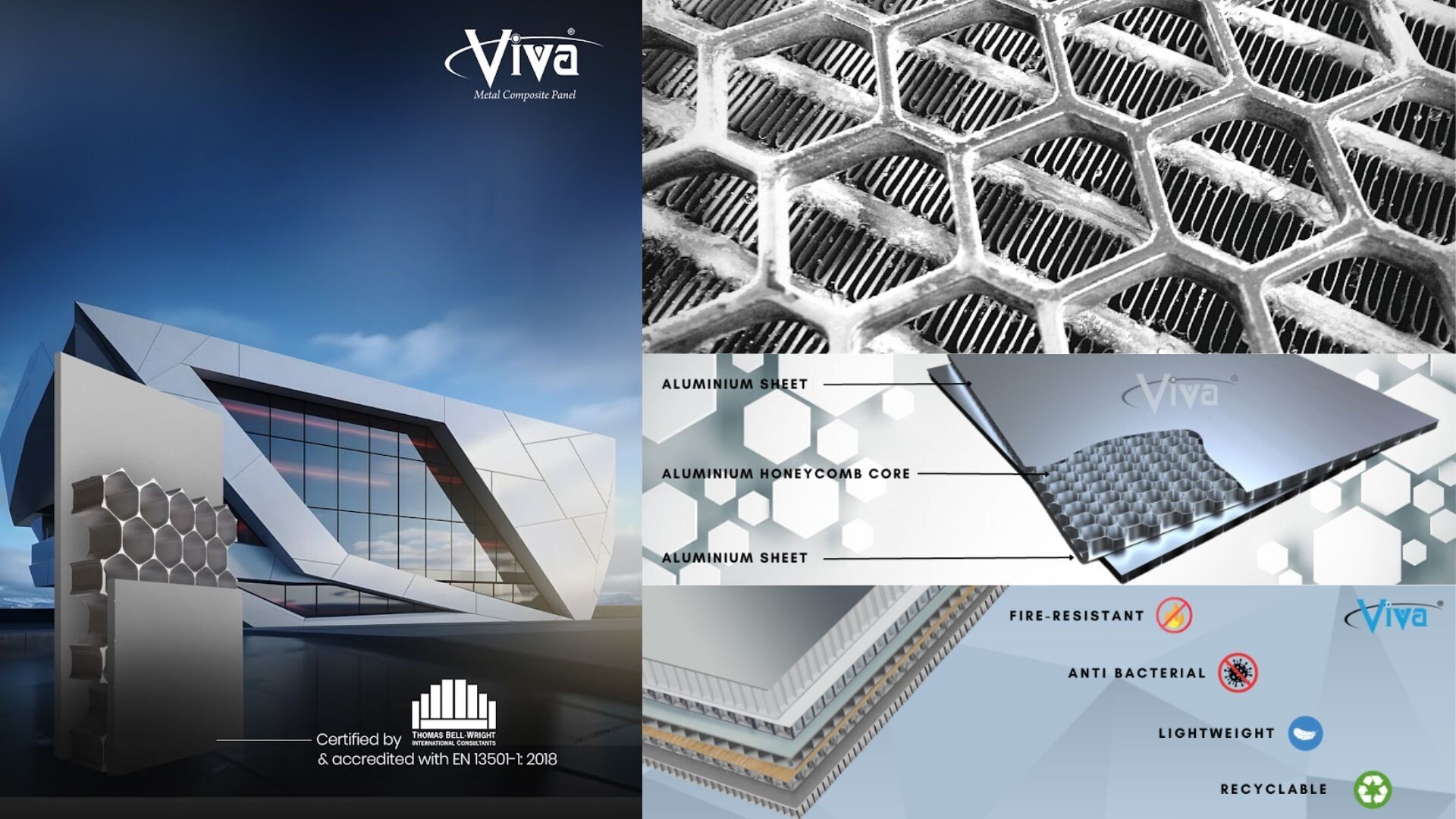 Viva redefines architectural standards with fire-resistant aluminium honeycomb panels